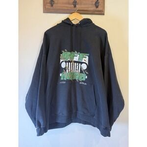 VTG Hanes Ultimate Cotton Printpro Hoodie Off Road Jeep 4x4 Mud Graphic 2XL USA